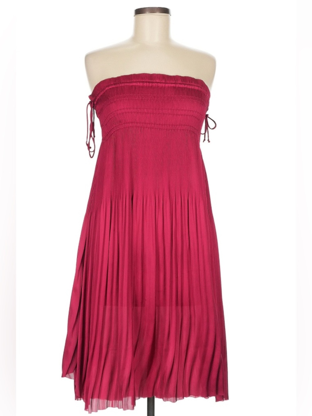 Rachel Zoe Strapless Fuchsia Pleated Maxi Dress